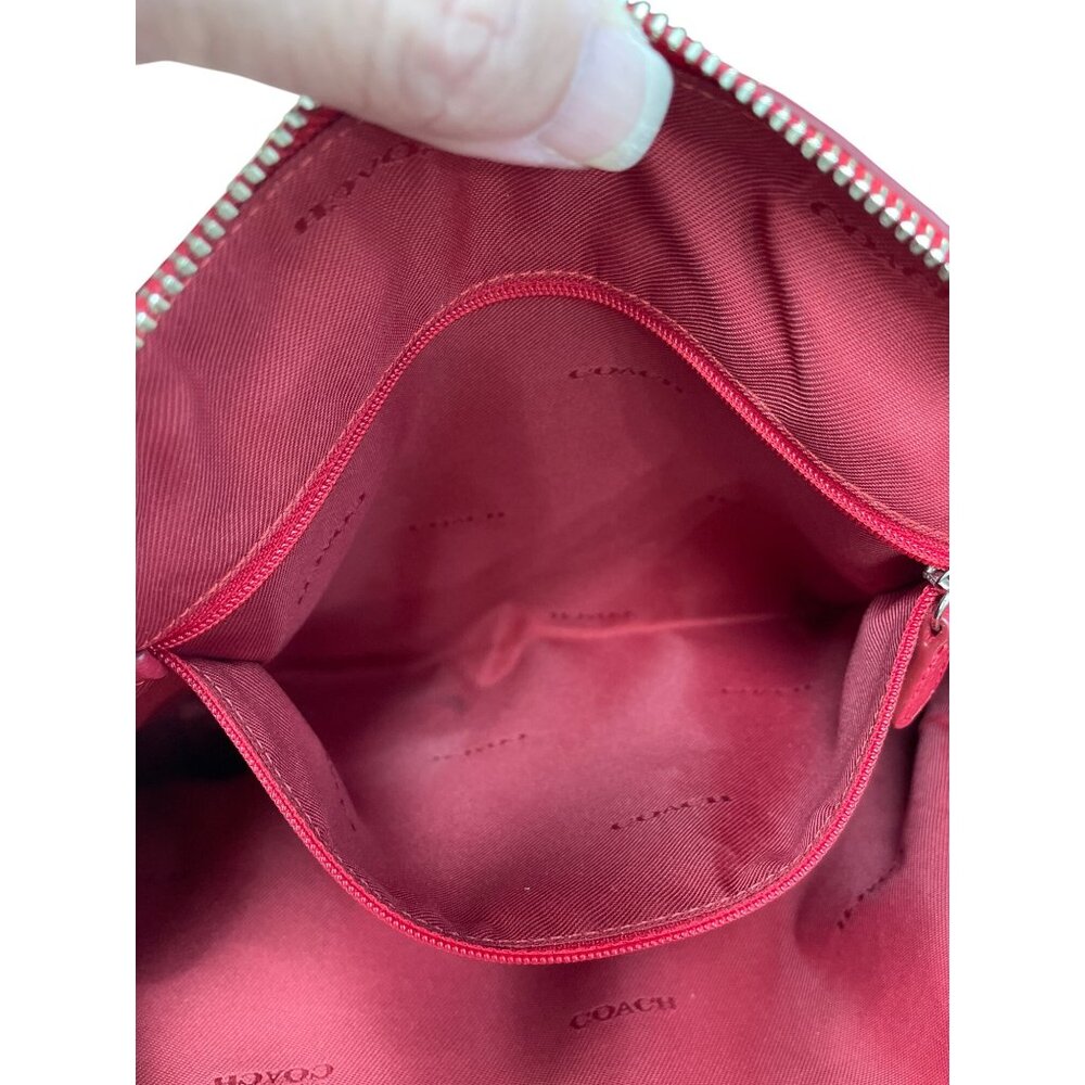 Coach Edie Womans Red Leather Pebbled Crossbody Handbag SKU 9496 - Picture 14 of 16